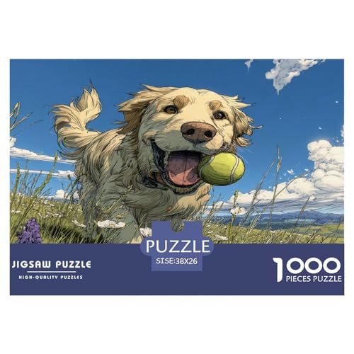 Goldener Retriever Puzzle 1000 Teile Für Erwachsene Herausforderung Spielzeug Farbenfrohes Puzzle Geschenke von KUANGYH