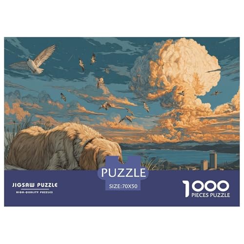 Goldener Retriever Puzzles 1000 Teile Für Erwachseneund Kinder Geschicklichkeitsspiel Farbenfrohes Puzzle Geschenke von KUANGYH