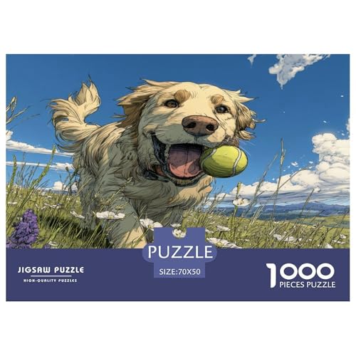 Goldener Retriever Puzzles 1000 Teile Für Erwachseneund Kinder Geschicklichkeitsspiel Spaß Klassisches Puzzle Geschenke von KUANGYH