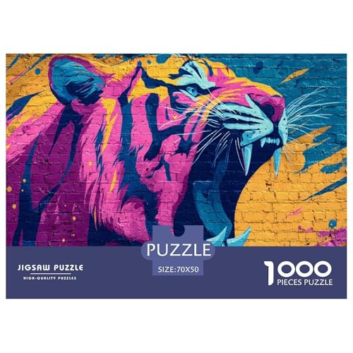 Graffiti Tigerkopf Puzzles 1000 Teile Für Erwachseneund Kinder Geschicklichkeitsspiel Farbenfrohes Puzzle Geschenke von KUANGYH