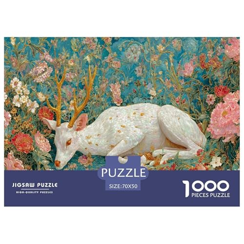 Sika Hirsch Puzzles 1000 Teile Für Erwachsene Und Kinder Ab 12 Jahren Geschicklichkeitsspiel Farbenfrohes Puzzle Geschenke von KUANGYH
