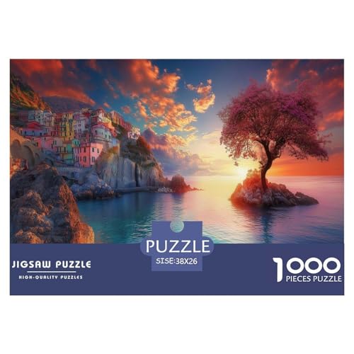 Sonnenuntergang am Hafen Puzzle 1000 Teile Für Erwachseneund Kinder Geschicklichkeitsspiel Farbenfrohes Puzzle Geschenke von KUANGYH