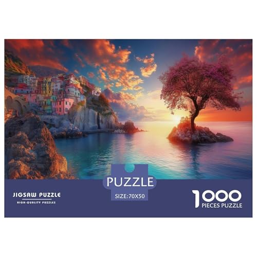 Sonnenuntergang am Hafen Puzzles 1000 Teile Für Erwachsene Und Kinder Ab 12 Jahren Herausforderung Spielzeug Spaß Klassisches Puzzle Geschenke von KUANGYH