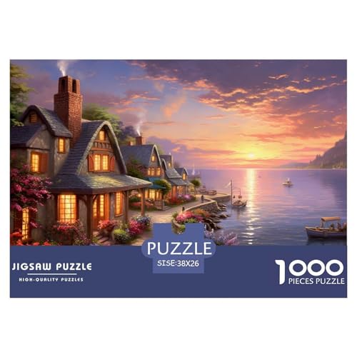 Sonnenuntergang über dem Hafen Puzzles 1000 Teile Für Erwachsene Geschicklichkeitsspiel Farbenfrohes Puzzle Geschenke von KUANGYH
