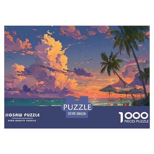 Strand Sonnenuntergang Puzzles 1000 Teile Für Erwachsene Pädagogisches Spiel Farbenfrohes Puzzle Geschenke von KUANGYH