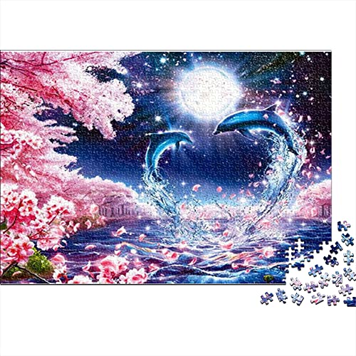 1000-Teile-Puzzle für Erwachsene Schwierige 1000-Teile-Puzzle für Erwachsene und Jugendliche, intellektuelles Puzzle-Spielzeug für die Familie | Delfin - Tier 38 x 26 cm von KUANGZEHUA