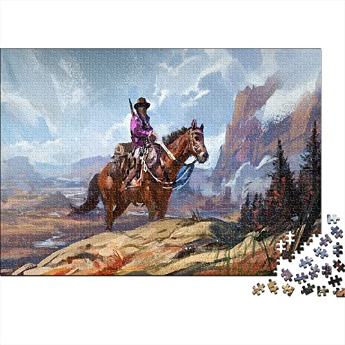 1000-teiliges Puzzle für Erwachsene, schwieriges 1000-teiliges Puzzle für Erwachsene und Jugendliche, intellektuelles Puzzle-Spielzeug für die Familie | Cowboy 38 x 26 cm von KUANGZEHUA