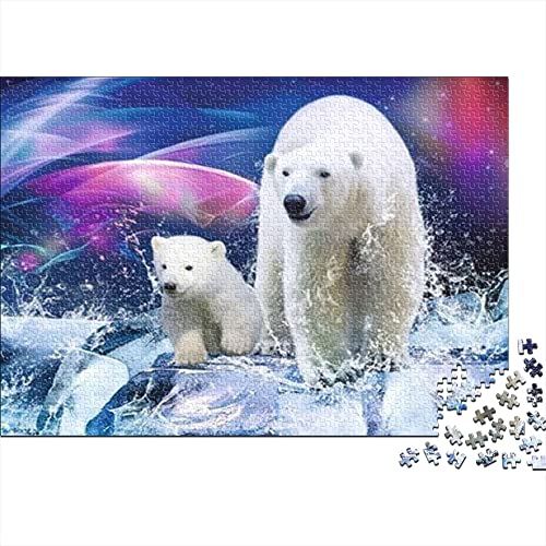 Puzzles für Erwachsene 1000 Teile Eisbär - Tier | A749 Puzzle Familie Herausfordernde Spiele Unterhaltung Spielzeug Geschenke Wohnkultur 38 x 26 cm von KUANGZEHUA
