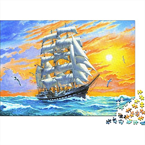 Puzzles für Erwachsene 1000 Teile Puzzles für Erwachsene Family Time Brain Challenge Puzzles Piratenschiff 38x26cm von KUANGZEHUA
