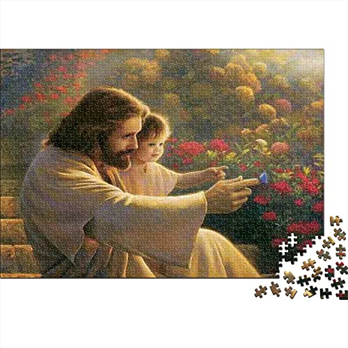 Puzzles für Erwachsene 1000 Teile Schwierige 1000-Teile-Puzzles für Erwachsene und Jugendliche, intellektuelles Puzzle-Spielzeug für die Familie | Christian Jesus 38 x 26 cm von KUANGZEHUA