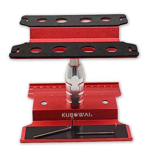 KUBOWAI RC Auto Aluminium Reparatur Workstation， 360 ° Drehung/Heben/Senken Arbeitsständer für 1/8 1/10 1/12 Truck Off Road Modellauto(Rot) von KUBOWAI