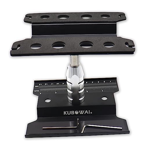 KUBOWAI RC Auto Aluminium Reparatur Workstation， 360 ° Drehung/Heben/Senken Arbeitsständer für 1/8 1/10 1/12 Truck Off Road Modellauto(Schwarz) von KUBOWAI