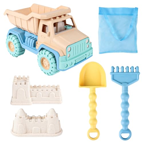 5 Stück Sandspielzeug Set Sandkasten Sandförmchen Spielzeug Big Scoop Dump Truck Kipplaster Kinder Kinderspielzeug Strandspielzeug Indoor Outdoor Auto Spielzeug Geschenk Jungen Mädchen von KUDLE