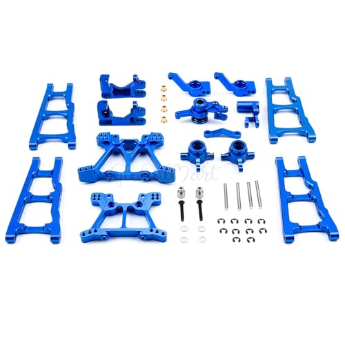 1 Set Aluminium Legierung Metall Upgrade Chassis Teile Kit for TRX Traxxas Slash 4x4 1/10 RC Auto LKW Teile Zubehör W001(Full Set Blue) von KUENCE