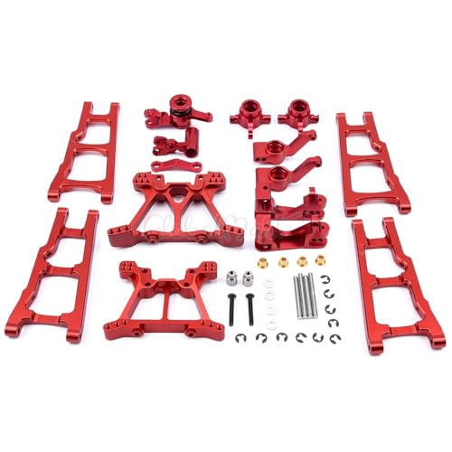 1 Set Aluminium Legierung Metall Upgrade Chassis Teile Kit for TRX Traxxas Slash 4x4 1/10 RC Auto LKW Teile Zubehör W001(Full Set Red) von KUENCE