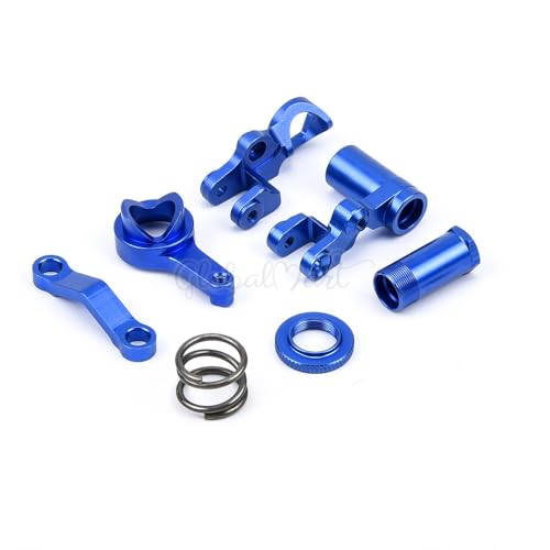 1 Set Aluminium Legierung Metall Upgrade Chassis Teile Kit for TRX Traxxas Slash 4x4 1/10 RC Auto LKW Teile Zubehör W001(Steering Group Blue) von KUENCE