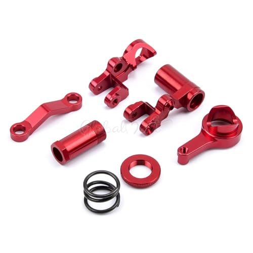 1 Set Aluminium Legierung Metall Upgrade Chassis Teile Kit for TRX Traxxas Slash 4x4 1/10 RC Auto LKW Teile Zubehör W001(Steering Group Red) von KUENCE
