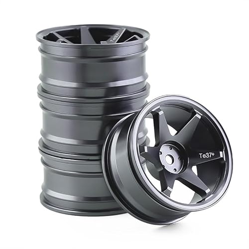 4 Stück 52 mm 1/10 RC On-Road Drift Racing Car Metallfelge Radnaben TE37 for Tamiya Kyosho HSP HPI Sakura Traxxas RedCat(Titanium) von KUENCE