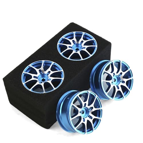 4 Stücke 1/10 RC On-Road Drift Rennwagen 52mm Metall Felgennabe R105 for Tamiya TT01 XV02 Kyosho HSP HPI Sakura Traxxas FW06(Blauw) von KUENCE