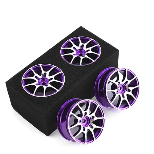 4 Stücke 1/10 RC On-Road Drift Rennwagen 52mm Metall Felgennabe R105 for Tamiya TT01 XV02 Kyosho HSP HPI Sakura Traxxas FW06(Purple) von KUENCE