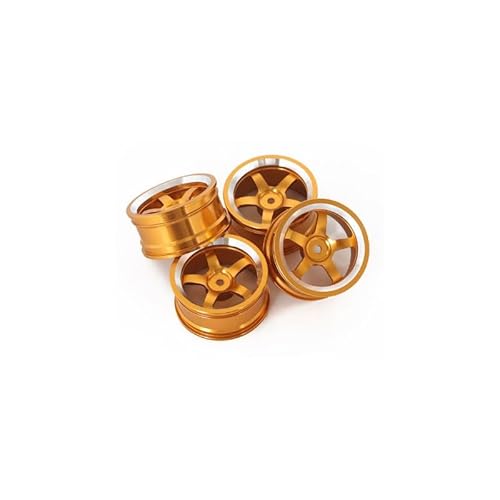 4 stücke 1/10 On-Road Drift Sport Auto 52 * 26MM Überzug Rad Hub 1,9 Zoll Klettern Auto felge for HSP Tamiya HPI Kyosho 94123 D4 TE37(Gold) von KUENCE