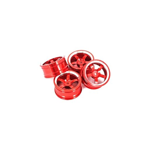4 stücke 1/10 On-Road Drift Sport Auto 52 * 26MM Überzug Rad Hub 1,9 Zoll Klettern Auto felge for HSP Tamiya HPI Kyosho 94123 D4 TE37(Rood) von KUENCE