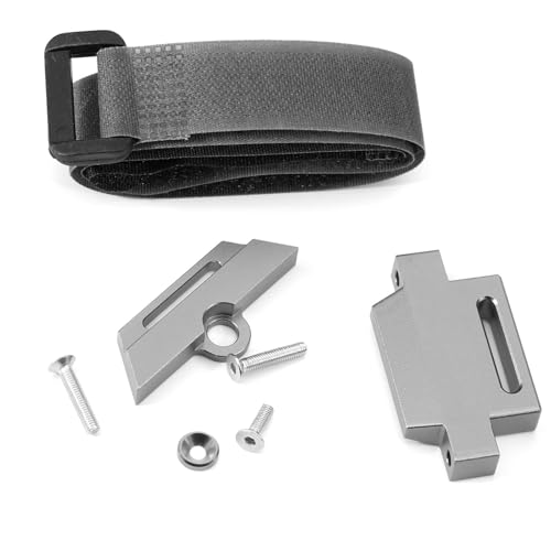 Aluminiumlegierung 3S 4S Batteriehalter mit Batteriegurt for 1/10 Traxxas Slash MAXX 2WD Rear Drive Short Card High Chassis RC Car(Grey) von KUENCE
