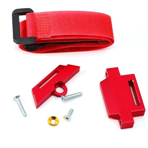 Aluminiumlegierung 3S 4S Batteriehalter mit Batteriegurt for 1/10 Traxxas Slash MAXX 2WD Rear Drive Short Card High Chassis RC Car(Rood) von KUENCE