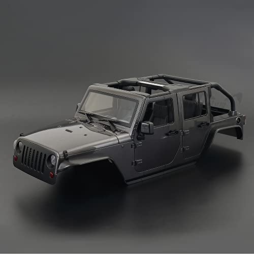 Hardbody 313mm Radbasis Wrangler Rubicon Cabrio Body Shell Kit for 1/10 Rc Crawler Auto for Axial. SCX10 90046 TRX4. Rote Katze Gen8.(Dark Grey) von KUENCE