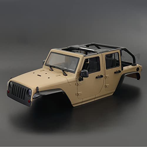 Hardbody 313mm Radbasis Wrangler Rubicon Cabrio Body Shell Kit for 1/10 Rc Crawler Auto for Axial. SCX10 90046 TRX4. Rote Katze Gen8.(Desert Yellow) von KUENCE