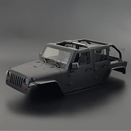 Hardbody 313mm Radbasis Wrangler Rubicon Cabrio Body Shell Kit for 1/10 Rc Crawler Auto for Axial. SCX10 90046 TRX4. Rote Katze Gen8.(Matte Black) von KUENCE
