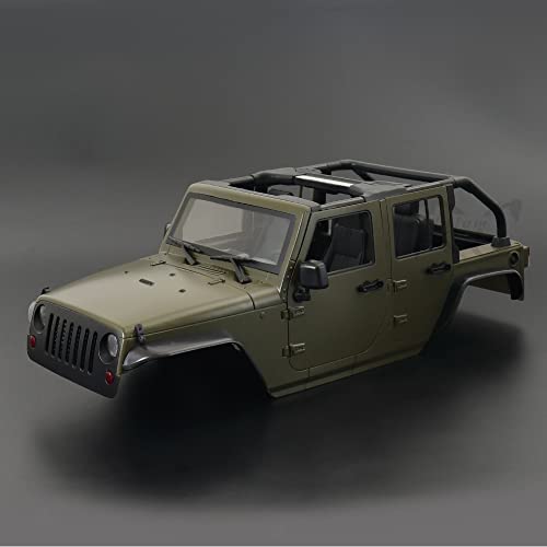 Hardbody 313mm Radbasis Wrangler Rubicon Cabrio Body Shell Kit for 1/10 Rc Crawler Auto for Axial. SCX10 90046 TRX4. Rote Katze Gen8.(Olive Green) von KUENCE