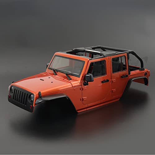 Hardbody 313mm Radbasis Wrangler Rubicon Cabrio Body Shell Kit for 1/10 Rc Crawler Auto for Axial. SCX10 90046 TRX4. Rote Katze Gen8.(Orange) von KUENCE