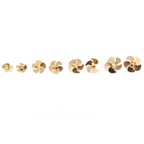 KUENCE 1 Paar 5-Blatt-Propeller aus Metall, Messing, Durchmesser 12 mm, 16 mm, 18 mm, 20 mm, Wellenloch, 2 mm CW CCW-Paddel, fixiert mit M2-Stellschraube for RC-Boote (Color : 1pair 16x2mm) von KUENCE