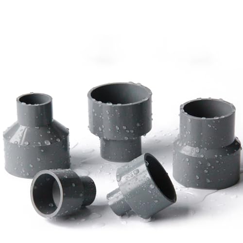 KUENCE 1 Stück PVC-Reduziermuffe 20,25,32,40,50,63,75,90,110 mm metrisches Lösungsmittelschweißdruck-Rohrverschraubungs-Verbindungsstück Aquarium-Bewässerung(Grey,50x40mm) von KUENCE