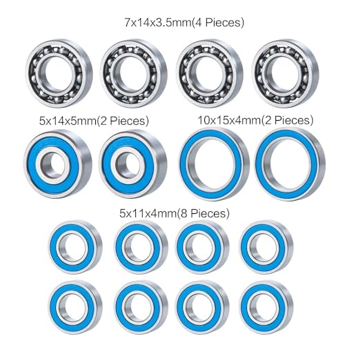 KUENCE 1. 6 stücke RC. Auto-Achs-Front- und Rücklager-Kit for 1/10 for Axial SCX10.2 SCX10 II AR44. Rc Raupenblau-Lager-Upgrade-Teile von KUENCE