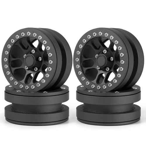 KUENCE 1.9 "Metall-Beadlock-Rand for 1/10 Rc Crawler for Axial. SCX10 CC01. Radnaben-Reifen-Upgrade-Teile(Black 4PCS) von KUENCE