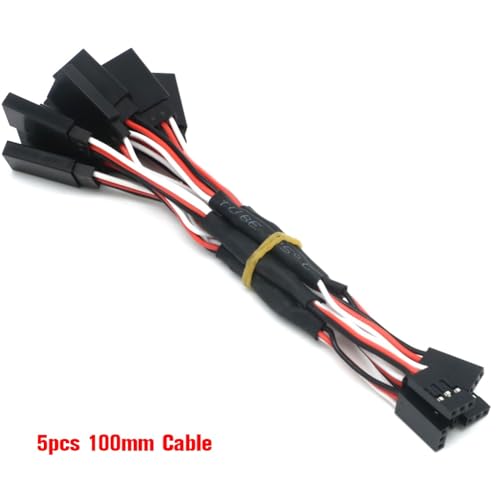 KUENCE 100/150/200/300/500mm RC Servo Y Verlängerungskabel Kabel Anschlusskabel for RC Servo JR Futaba RC Flugzeug Hubschrauber Auto DIY(5pcs 100mm Cable) von KUENCE