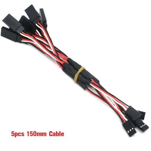 KUENCE 100/150/200/300/500mm RC Servo Y Verlängerungskabel Kabel Anschlusskabel for RC Servo JR Futaba RC Flugzeug Hubschrauber Auto DIY(5pcs 150mm Cable) von KUENCE