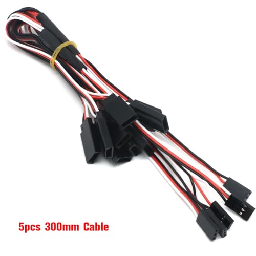 KUENCE 100/150/200/300/500mm RC Servo Y Verlängerungskabel Kabel Anschlusskabel for RC Servo JR Futaba RC Flugzeug Hubschrauber Auto DIY(5pcs 300mm Cable) von KUENCE