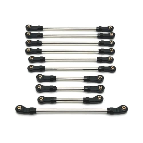 KUENCE 10Pcs RC Car Parts Metal Upgrade Full Pull Rod Fit for WLtoys 104006 104010 104020 104026 Remote Control Accessories(Zwart) von KUENCE