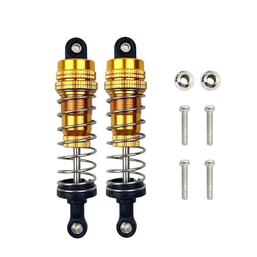 KUENCE 2PC Aluminium Metall Ölgefüllter Stoßdämpfer vorne und hinten for 1/14 WLtoy 144001 1316 RC Car Crawler Short Course Truck Upgrade Teil(Golden) von KUENCE