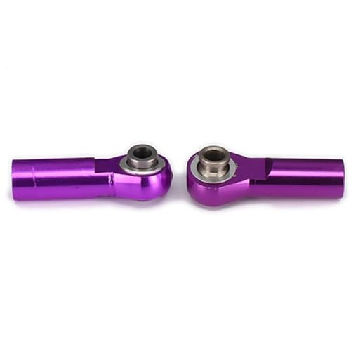 KUENCE 2PCS Aluminium M2/M3/M4 Gewinde 25mm Länge Link Stange Ende Ball Kopf Halter Spurstangenkopf 3mm Loch for RC Hobby Modell Auto Hop-Up Teile(M2-Purple) von KUENCE