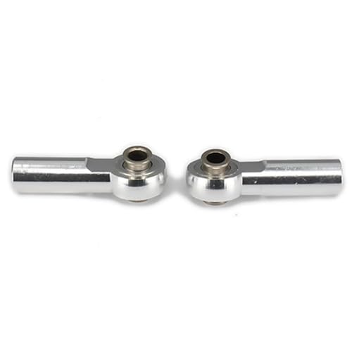 KUENCE 2PCS Aluminium M2/M3/M4 Gewinde 25mm Länge Link Stange Ende Ball Kopf Halter Spurstangenkopf 3mm Loch for RC Hobby Modell Auto Hop-Up Teile(M2-Silver) von KUENCE