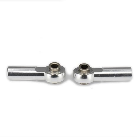 KUENCE 2PCS Aluminium M2/M3/M4 Gewinde 25mm Länge Link Stange Ende Ball Kopf Halter Spurstangenkopf 3mm Loch for RC Hobby Modell Auto Hop-Up Teile(M3-Silver) von KUENCE
