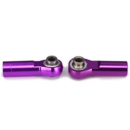 KUENCE 2PCS Aluminium M2/M3/M4 Gewinde 25mm Länge Link Stange Ende Ball Kopf Halter Spurstangenkopf 3mm Loch for RC Hobby Modell Auto Hop-Up Teile(M4-Purple) von KUENCE