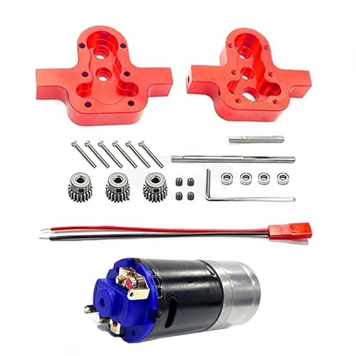 KUENCE 370 Motorteile Metallgetriebe Getriebe for MN D90 D91 99 99s/WPL B14 B24 C14 C24 C34 RC Auto Allgemeines DIY-Upgrade-Zubehör(Combination Red) von KUENCE