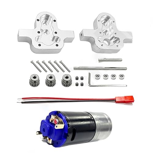 KUENCE 370 Motorteile Metallgetriebe Getriebe for MN D90 D91 99 99s/WPL B14 B24 C14 C24 C34 RC Auto Allgemeines DIY-Upgrade-Zubehör(Combination Silver) von KUENCE