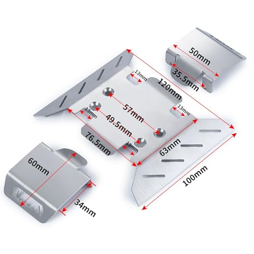 KUENCE 3PCS Edelstahl Chassis Rüstung Achse Protector Skid Platte for 1/6 RC Crawler Auto Axial SCX6 AXI-105000 Upgrade Teile von KUENCE