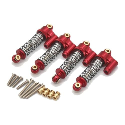 KUENCE 4 STÜCK Metallschockdämpfer Dämpfer for 1/18 Skala FMS Toyota FJ Cruiser Land Cruiser Arizona for Jeep RC Auto -Upgrade -Teile(Rood) von KUENCE